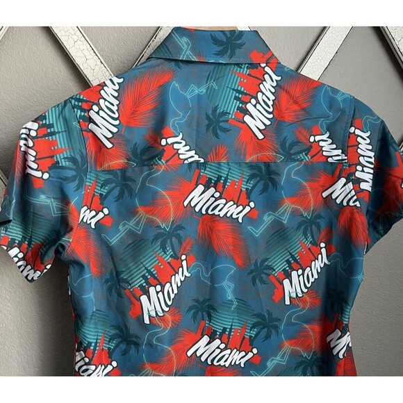 Dixxon Flannel Co. Women’s S The Vice Miami Print Button Down Party Shirt - Picture 8 of 10